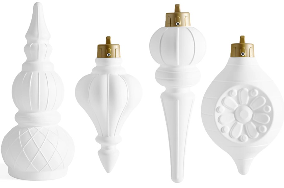 4 large white large paintable outdoor christmas ornaments 