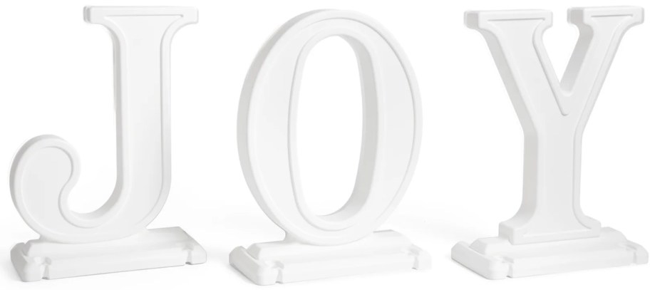 large white Joy christmas decor letters 