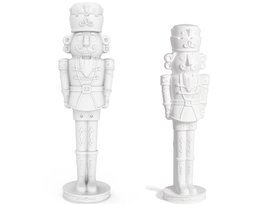two large white paintable nutcracker outdoor decorations 