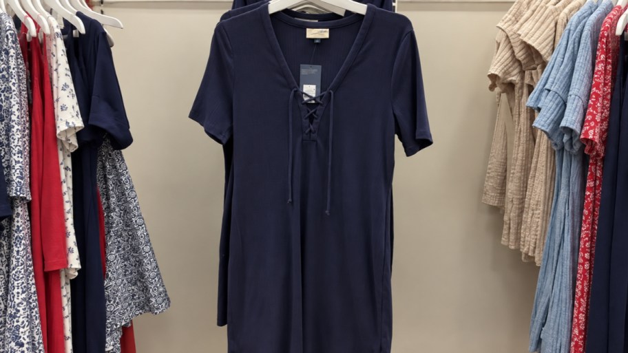 womens navy blue mini dress