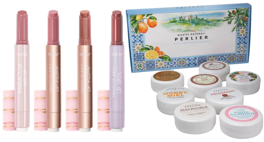 four tarte maracuja lipsticks and perlier cream jars 