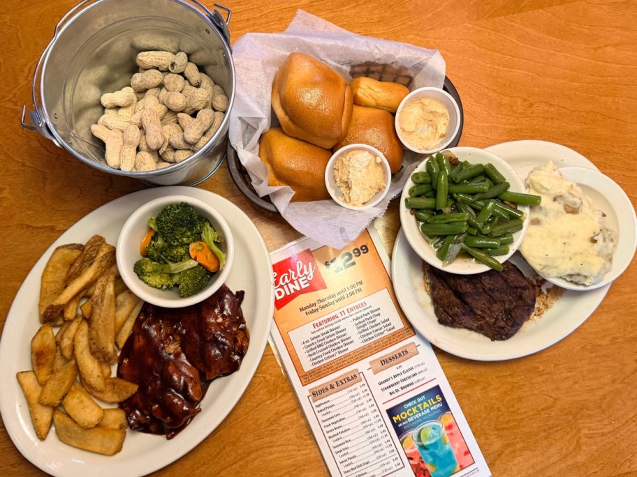 steak dinners next to Texas Roadhouse menu