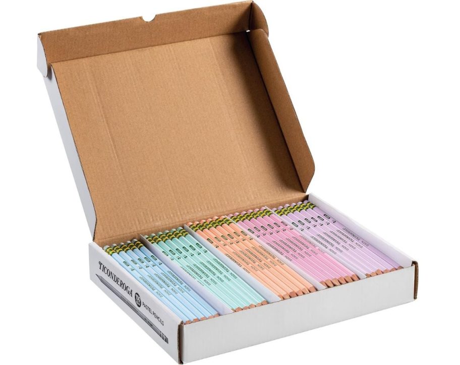 Stock image of a box Ticonderoga pastel pencils