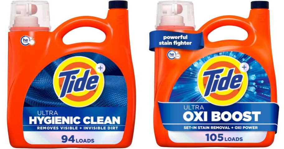 two tide detergent bottles