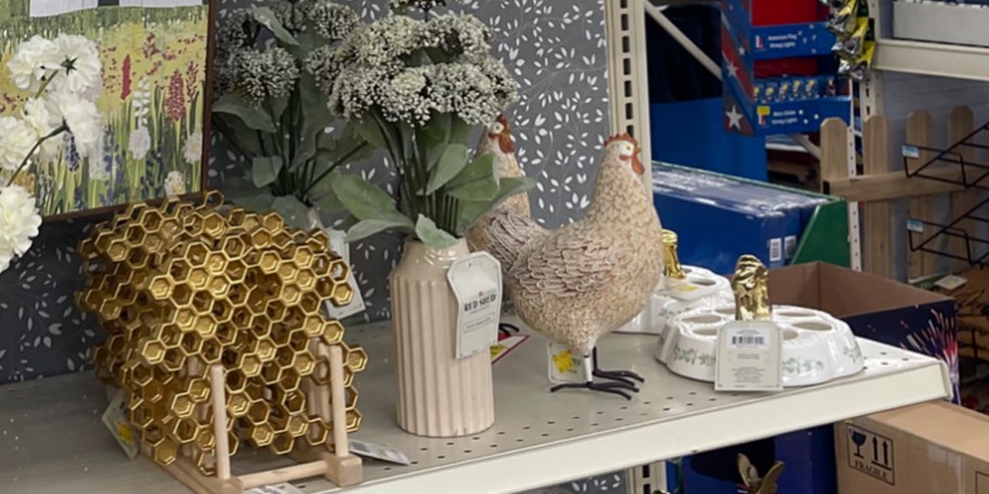 home decor on shelf in store