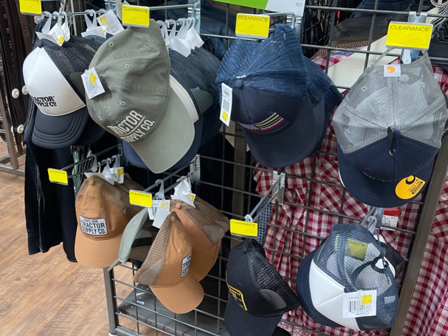 hats hanging in store