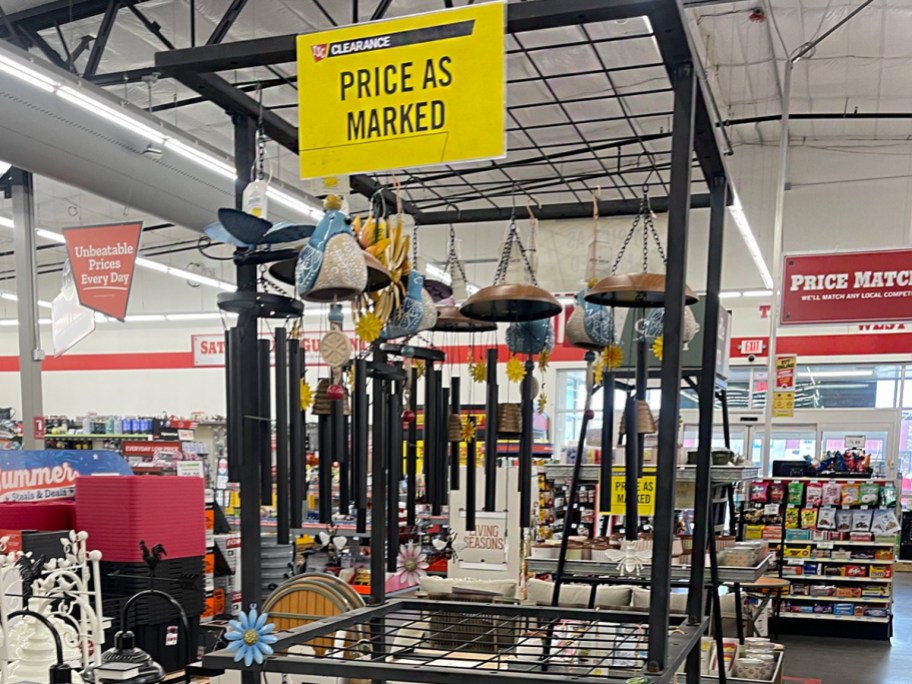 wind chimes hanging in store