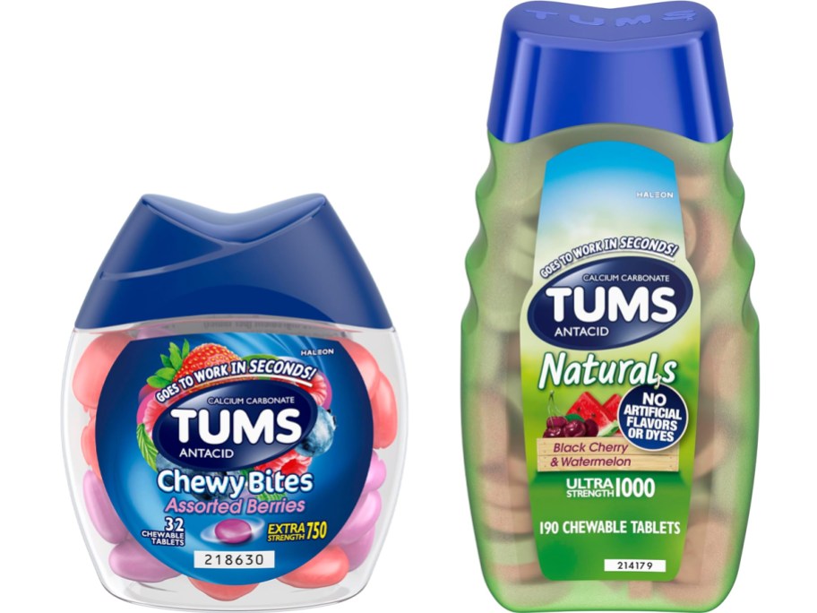 two bottles of tums medicine