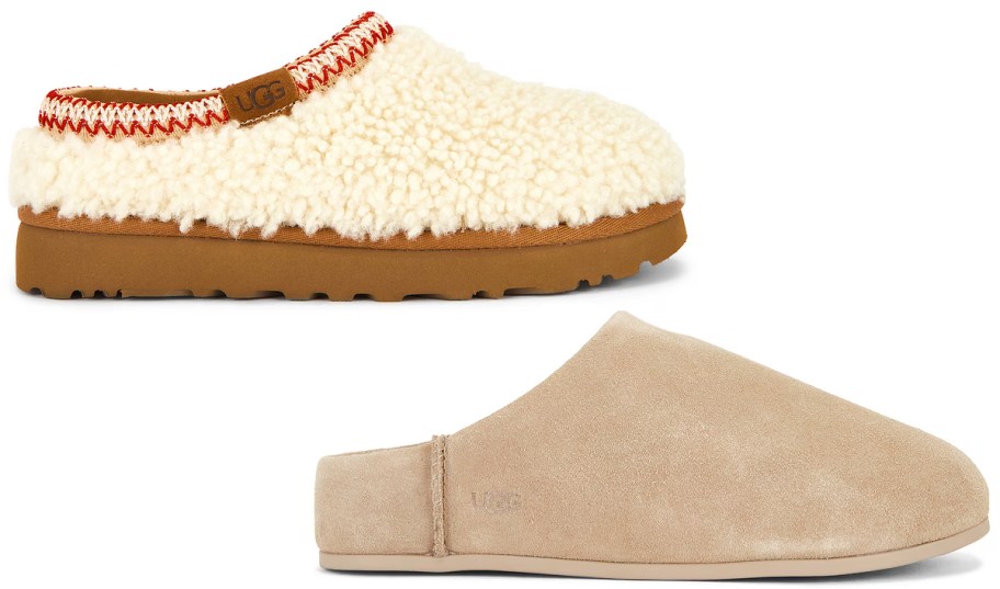 white and tan ugg slippers 
