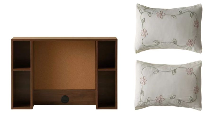 an urban outfitters table and pillow shams