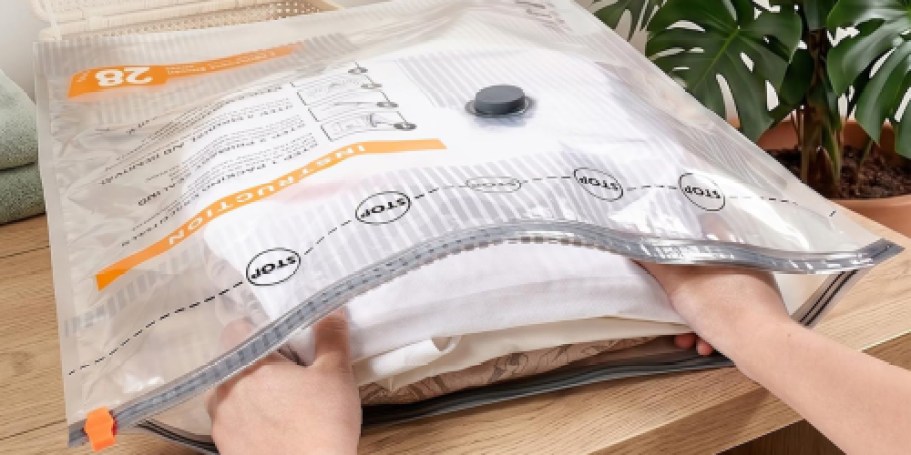 TEN Vacuum Storage Travel Bags w/ Pump Only $12.49 (Maximize Your Suitcase Space!)