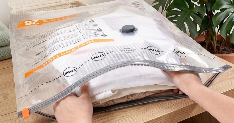 TEN Vacuum Storage Travel Bags w/ Pump Only $12.49 (Maximize Your Suitcase Space!)
