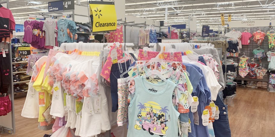 kids clearance clothes on rack 