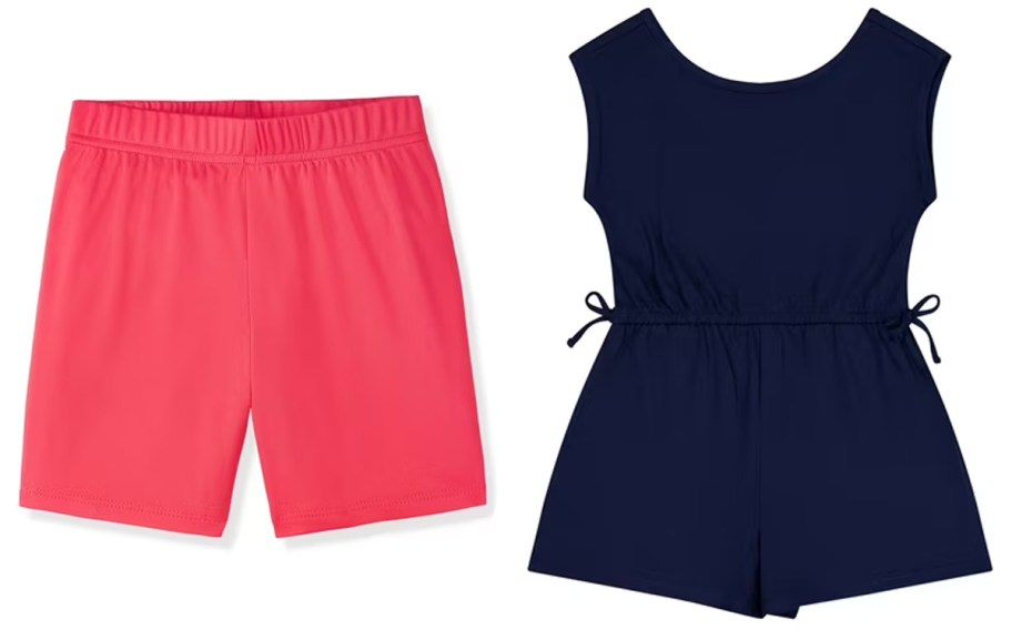 pink shorts and blue romper 