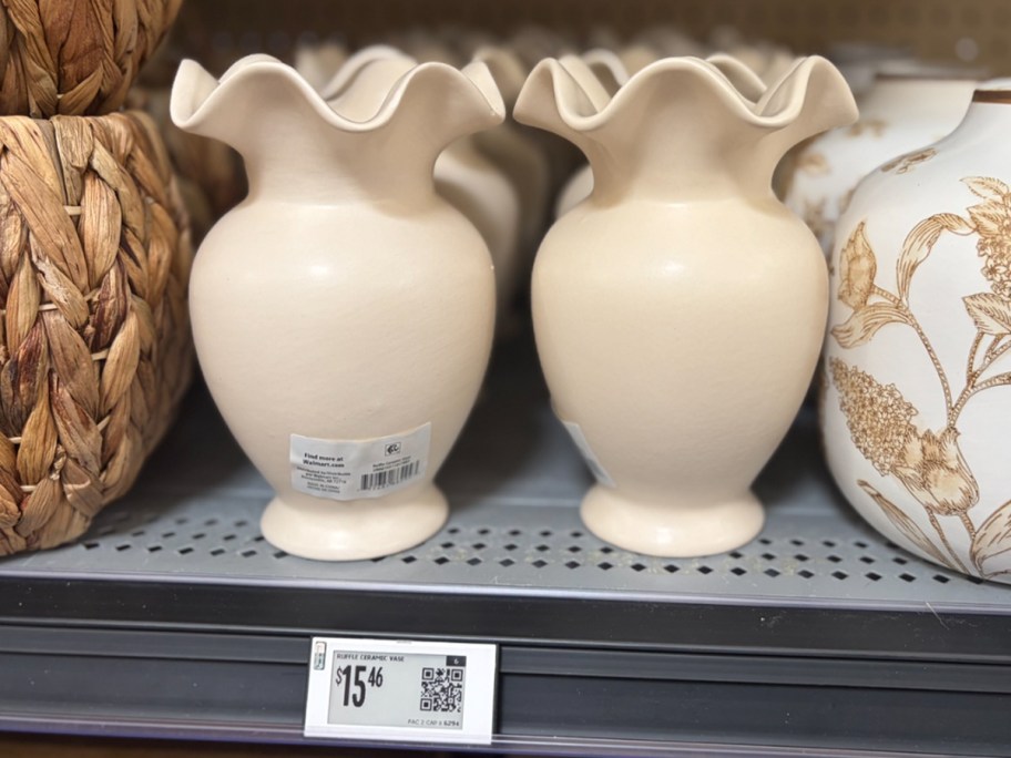 white wavy vases 