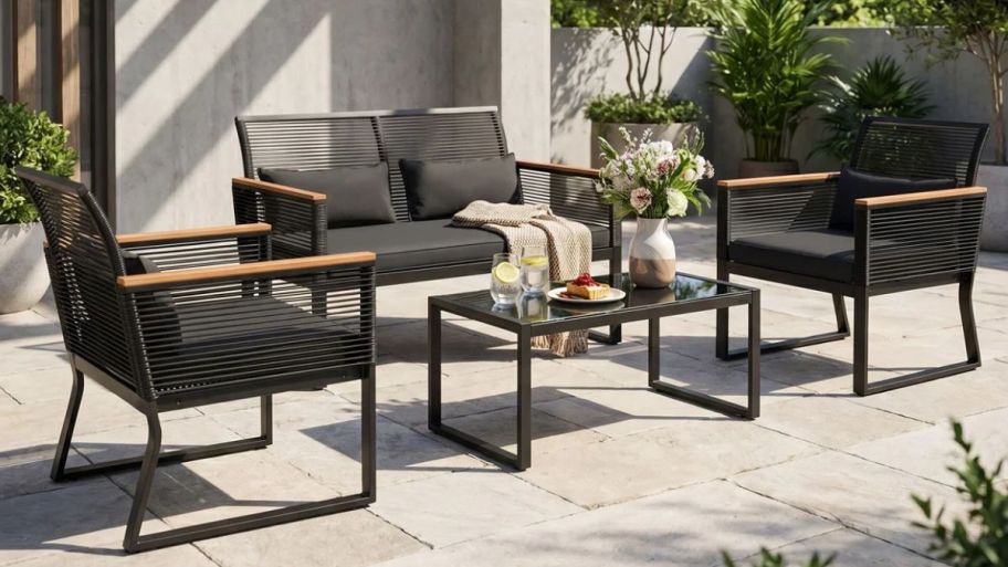 wayfair outdoor furniture black on the deck 