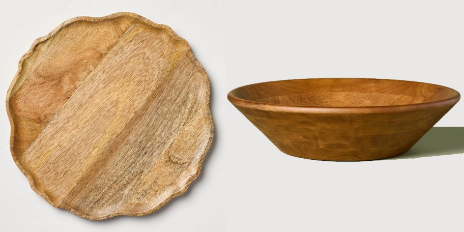 wood tray and bowl