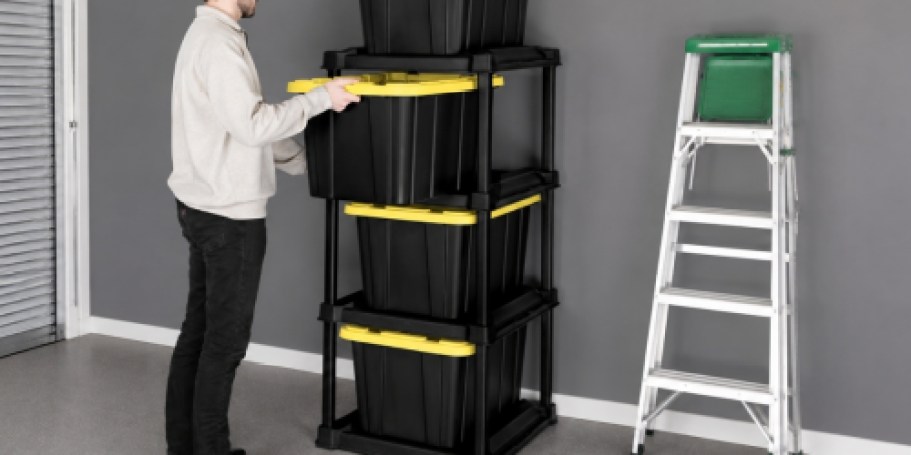 This Sterilite Tote Rack Keeps Storage Bins Organized & It’s Under $40 Shipped