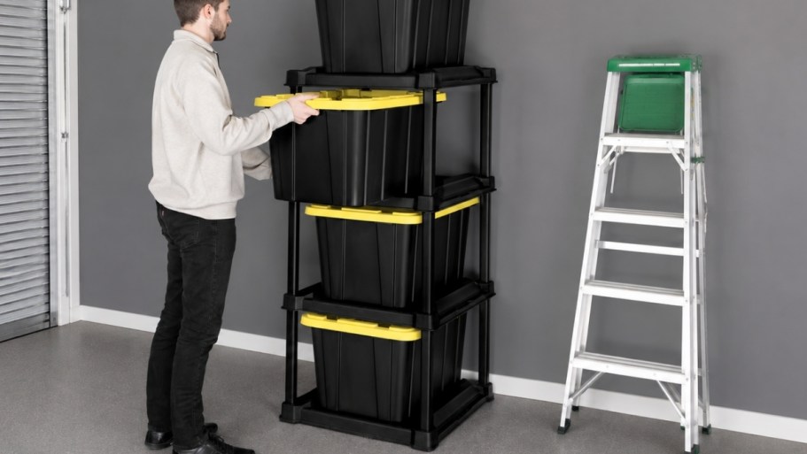 This Sterilite Tote Rack Keeps Storage Bins Organized & It’s Under $40 Shipped