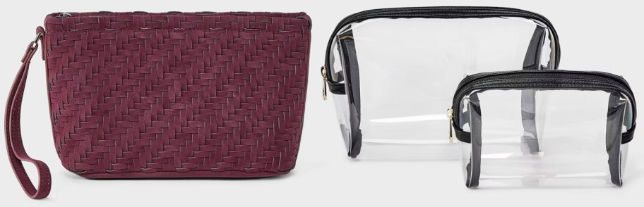 A New Day Faux Nubuck Woven Wristlet Pouch and Universal Thread Cosmetic Pouch 2-Piece Set