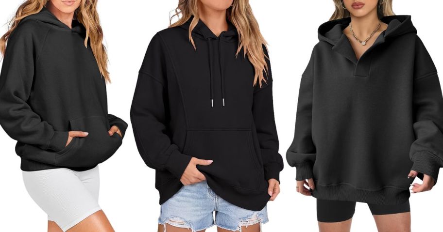 three women wearing ANRABESS Women's Hoodies
