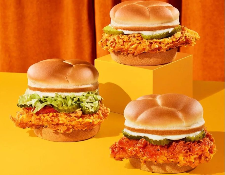 Three A&W Chicken Sandwiches