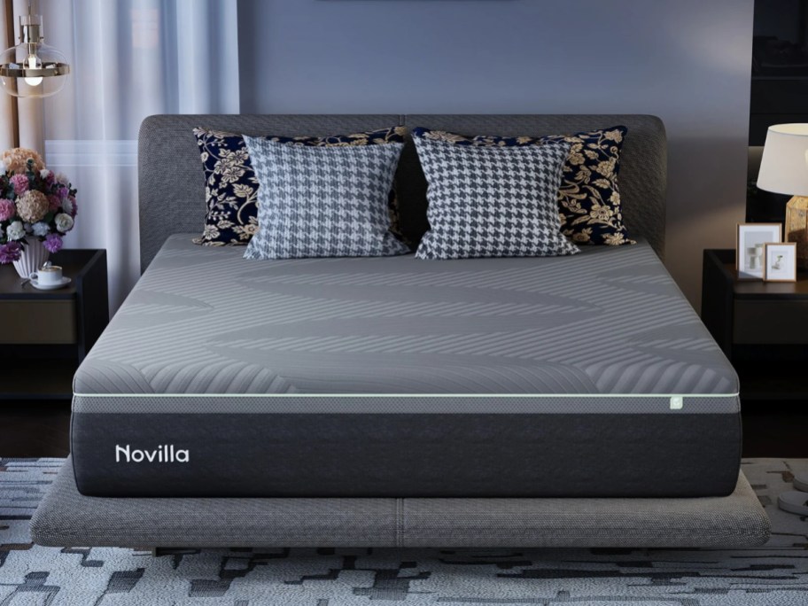 memory foam mattress on a bed frame
