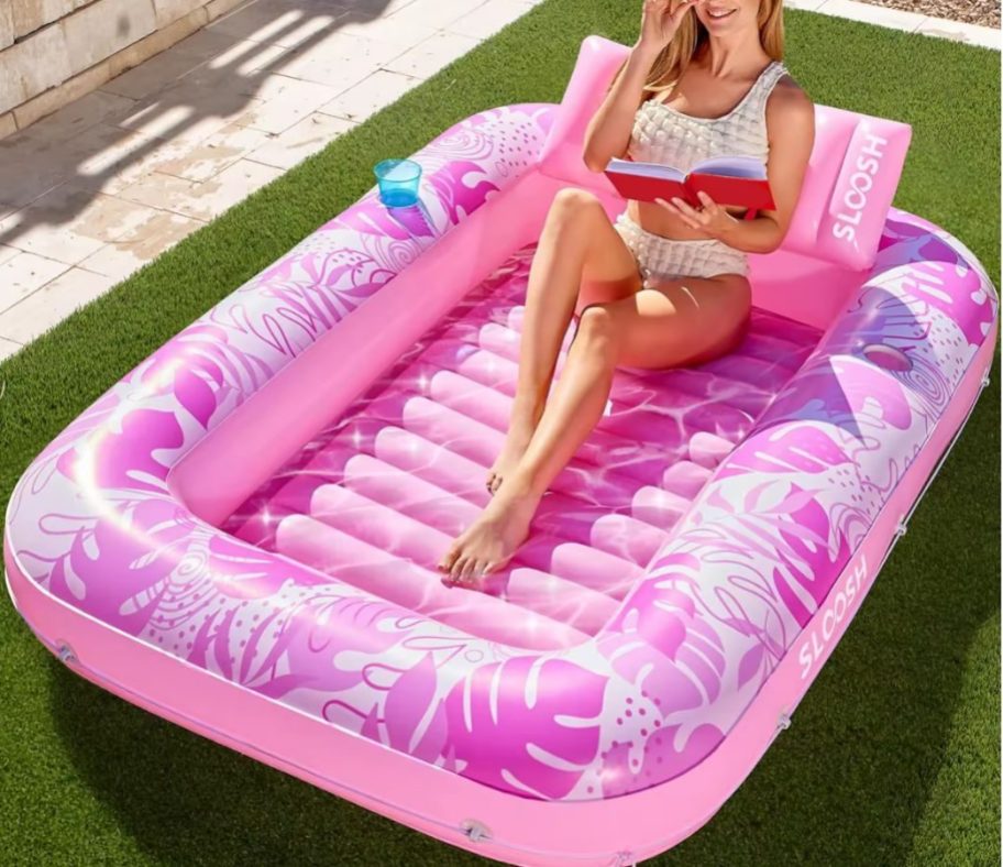 Joyfy Inflatable 70" x 46" Tanning Pool Lounger