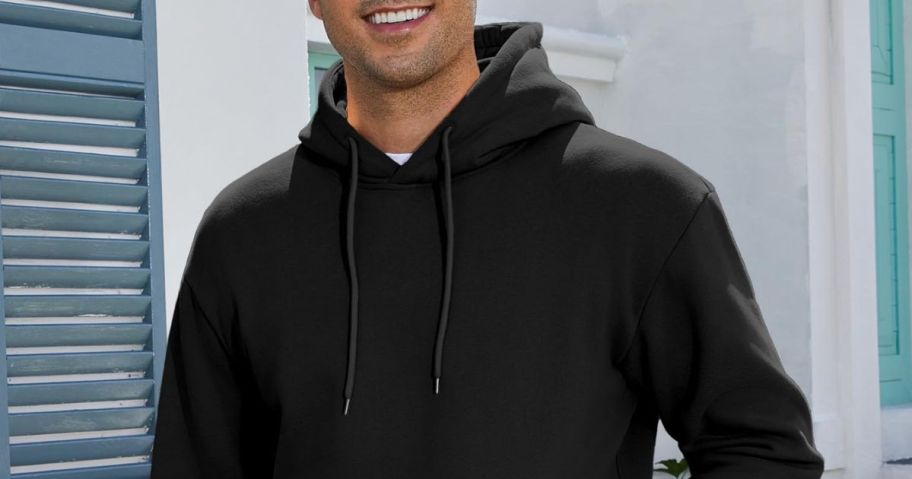 man wearing a black hoodie