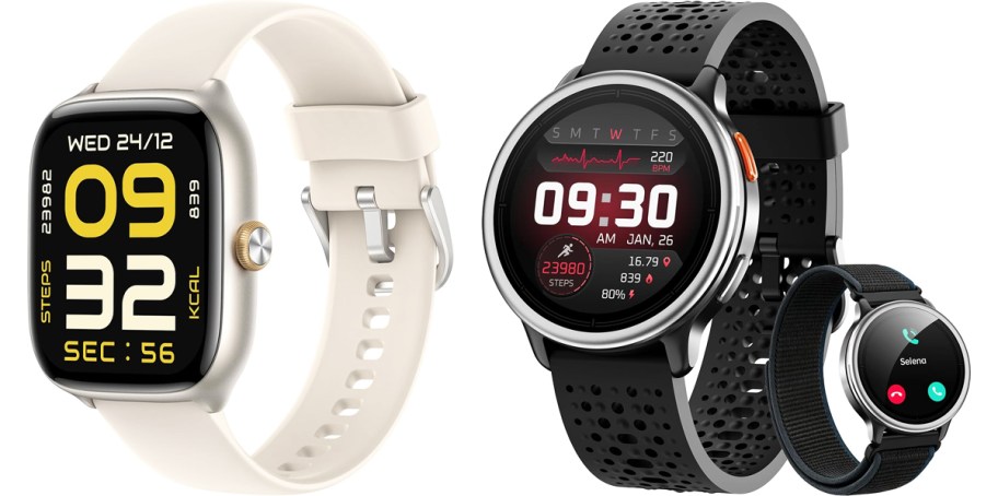 white and black smart watches