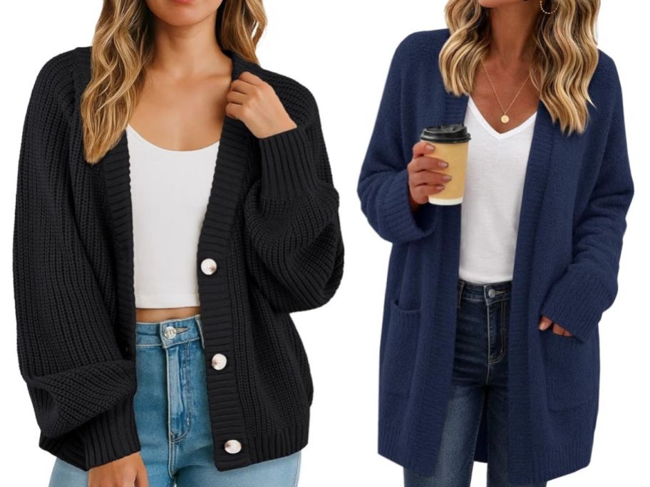 Amazon black and navy cardigans