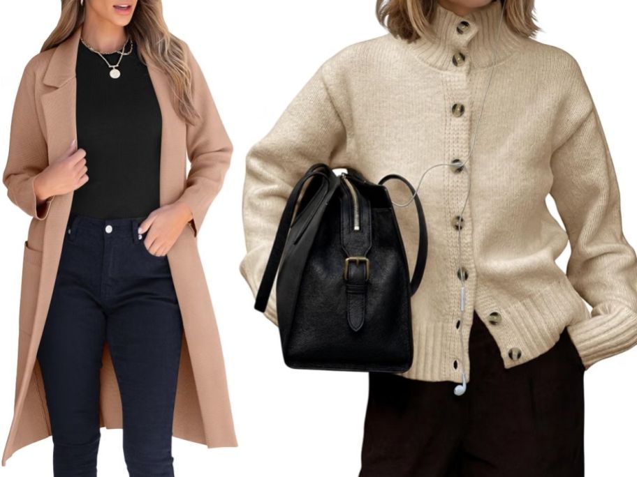 Amazon brown and beige cardigans