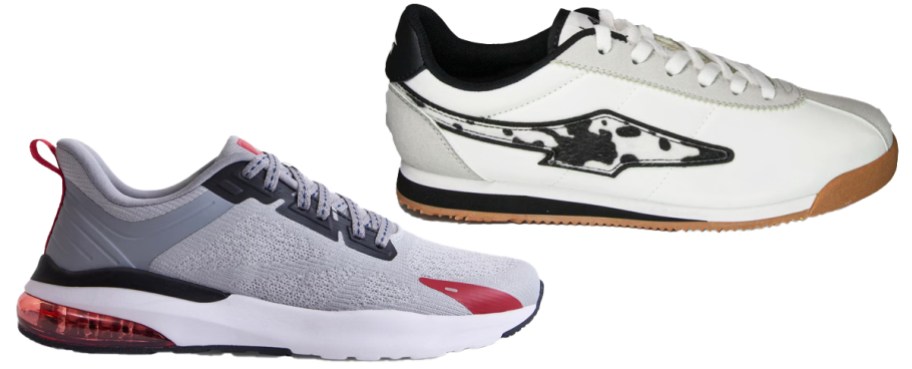 grey and white sneakers