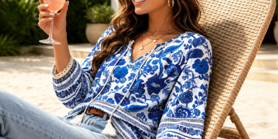 Women’s Boho Top Only $12.49 on Amazon (Available in 7 Pretty Colors!)
