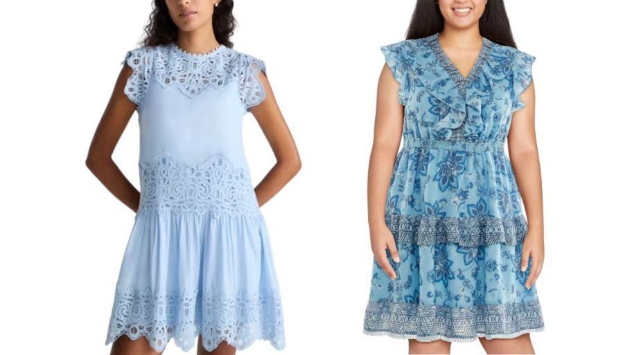 Blue lace and floral clearance walmart dresses