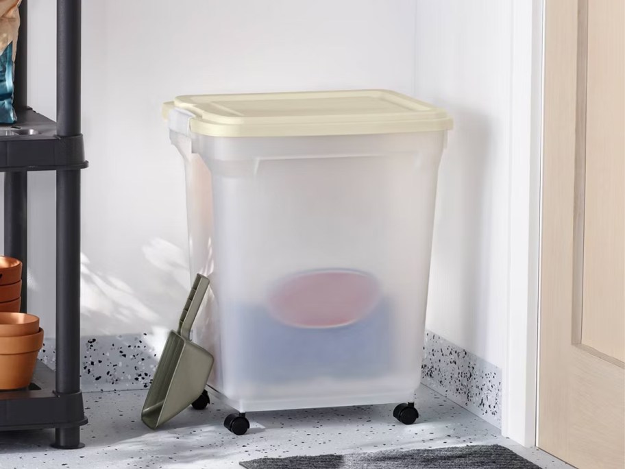 Brightroom 55qt Weather-Resistant Rolling Storage Bin with Scoop