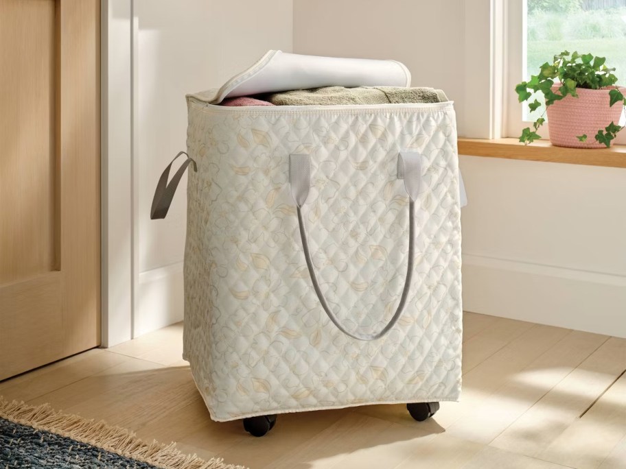 Brightroom Quilted Floral Rolling Storage Bag
