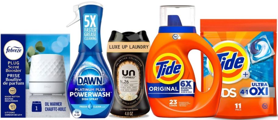Stock images of 5 P&G household products