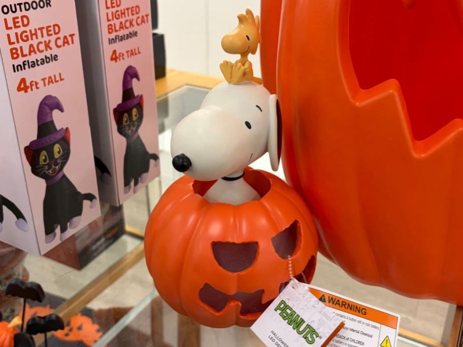 Celebrate Together Peanuts Snoopy & Woodstock Pumpkin LED Table Decor on display in store