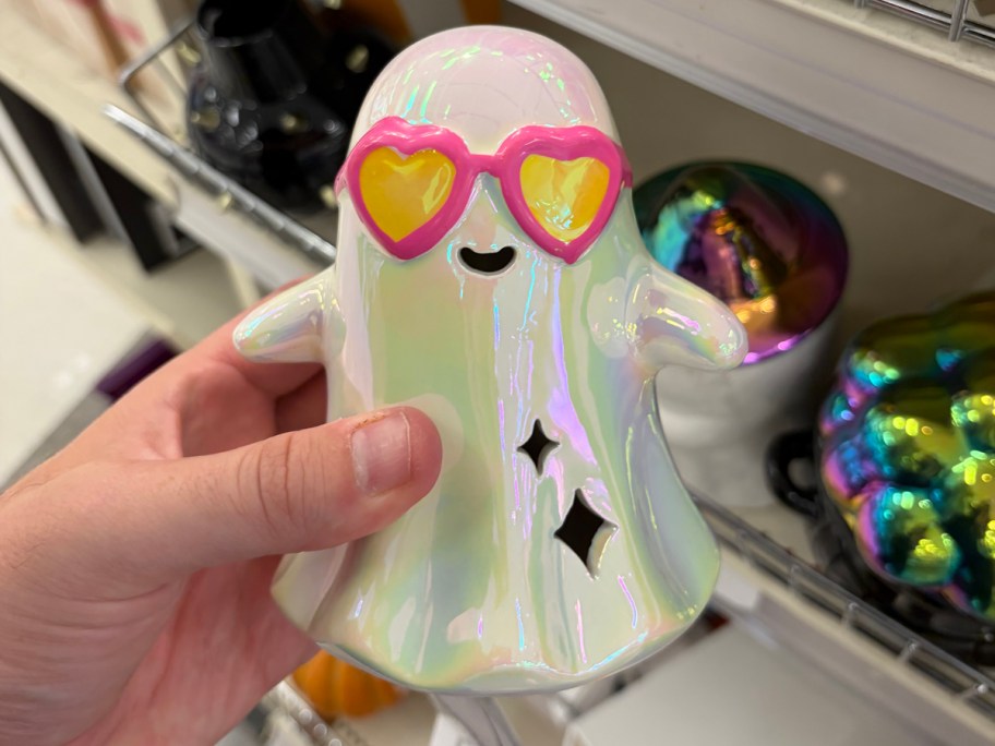 Ceramic Light-Up Figural Ghost w/ Glasses