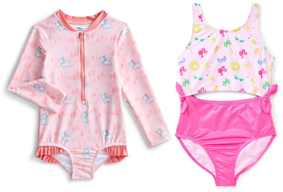 Character Toddler Girl Rash Guard Swimsuit and Dreamwave Girls Character One-Piece Swimsuit