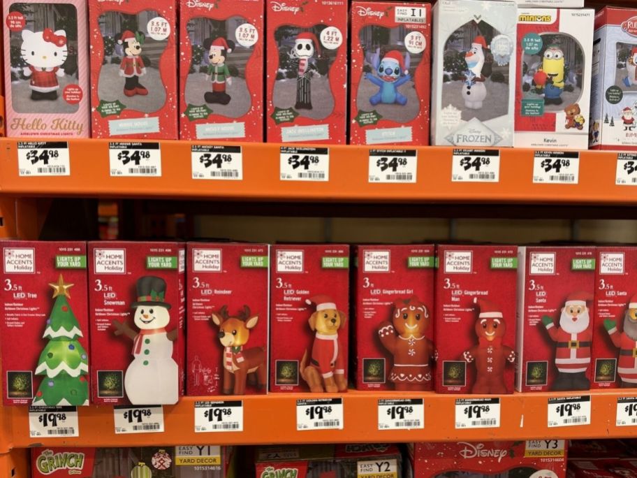 Christmas blow ups on display at the store