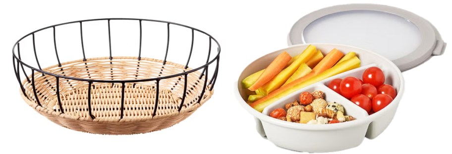 rattan bowl and snack container
