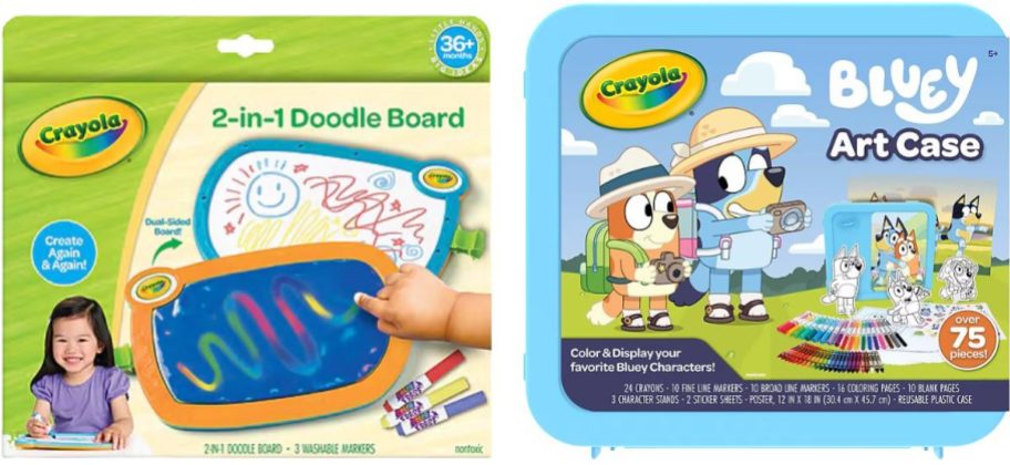 Crayola Young Kids Double Doodle Board and Bluey Art Case