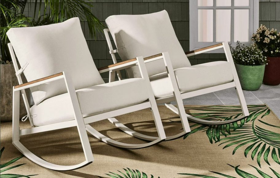 cushioned patio rocking chair pair