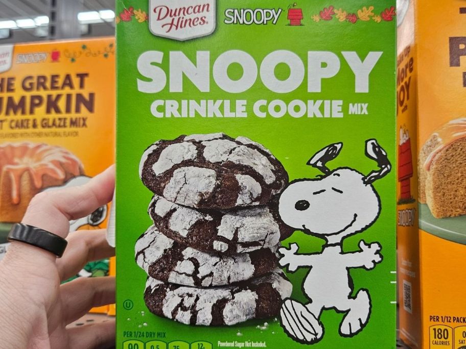 Duncan Hines Snoopy Crinkle Cookie Mix 18.3oz box in hand in store