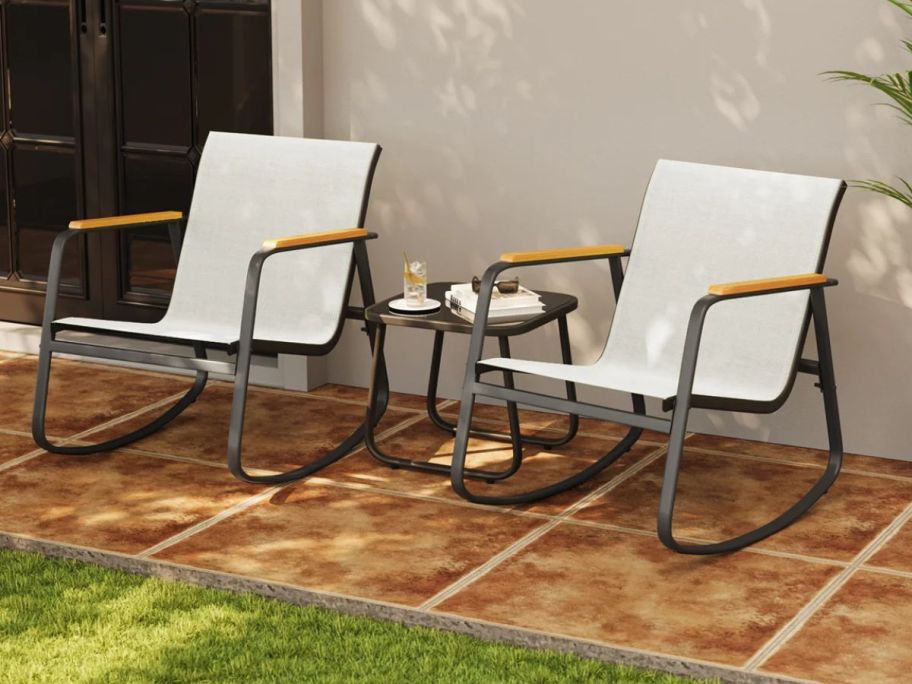 Ebern Designs 3-Piece Outdoor Patio Set on patio