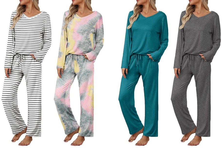 Ekouaer Women&rsquo;s Long Sleeve Lounge Set 2-Pack