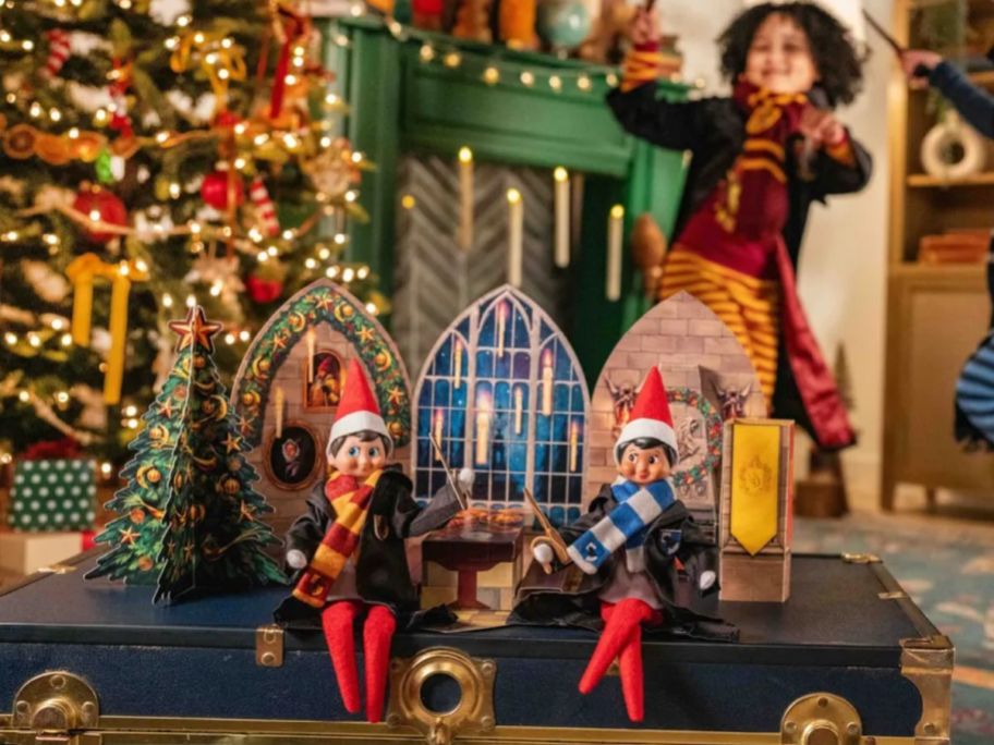 Elf on the Shelf Harry Potter Outfits and Great Hall Pop Up Prop