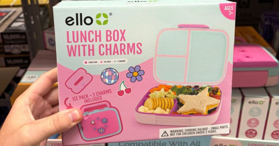Ello Benni Kids Bento Lunch Box w Carry Handle & Ice Pack in hand in store